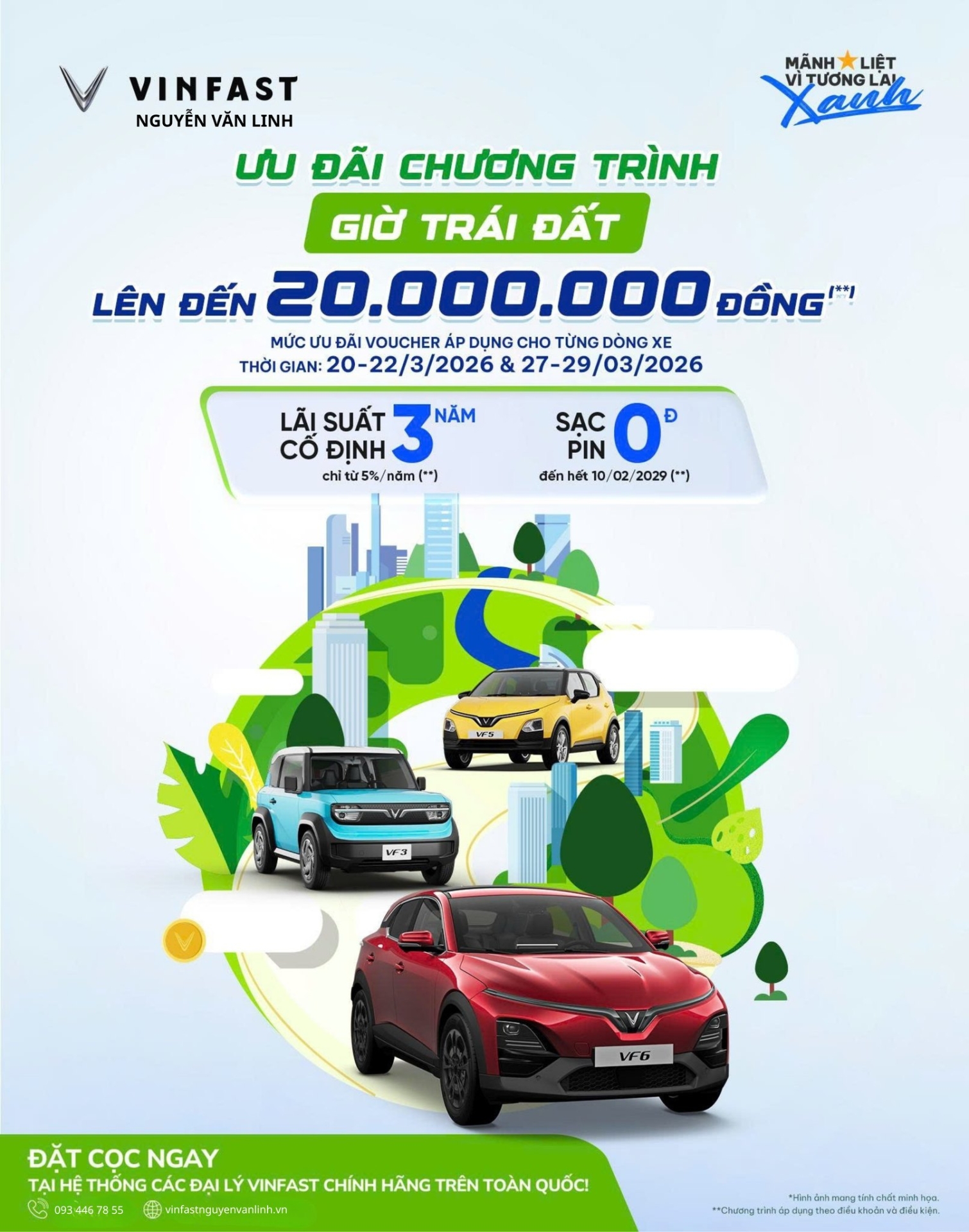 Hưởng ứng giờ tr&aacute;i đất c&ugrave;ng VinFast 