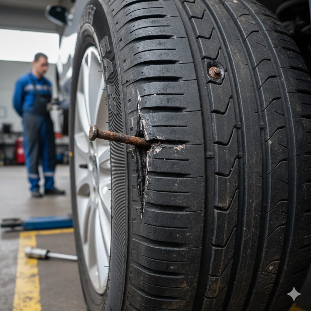 Lốp xe bị ăn đinh nhiều là một trong những trường hợp nên thay mới